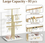 pickpiff Jewelry Stand Holder Organizer: 14.5" Sturdy Hanger for 80 Pcs Jewelry, Gift for Women, Gold Jewlery Tower for Necklace, Earring, Bracelet