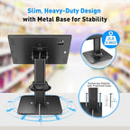 AboveTEK Anti-Theft iPad Kiosk Stand, POS iPad Security Stands, Aluminum Locking Tablet Stand with Heavy Duty Base, 360° Swivel & 75° Tilt, Retail Desk Mount for Business & Commercial Use (Black)