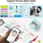 Label Maker Machine - Portable Bluetooth Mini Label Printer - Smartphone Handheld Thermal Sticker Small Labeler Multiple Templates Font Icon Inkless Custom Label for Home Kids School Items