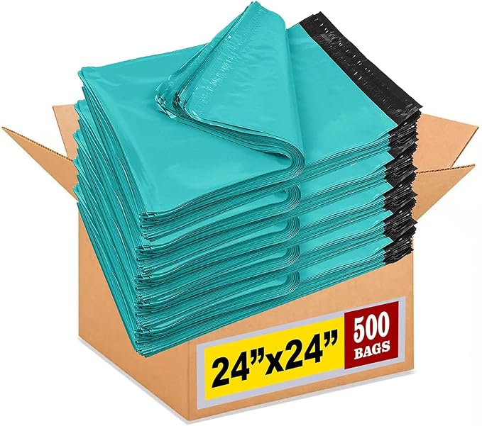 iMBAPrice (500-Pack) Poly Mailers 24x24 Inch Extra Large #8 Teal Color Poly Mailing Shipping Envelopes Bags, Self Seal Adhesive Waterproof and Tear Proof (Total 500 Bags)
