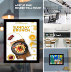 8.5" x 11" Acrylic Sign Holder Wall Mount, Plastic Magnetic Display Frame With Tape,Clear Plexiglass Self-adhesive Plastic Display Frame, Door/Window Sign Holder 3 pack No Drilling