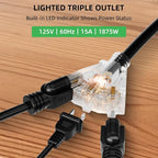 50 FT Retractable Extension Cord Reel, Heavy Duty 12AWG/3C SJTOW Power Cord, Lighted Triple Tap, 15A Circuit Breaker, Wall/Ceiling Mount Electric Cord Reel for Garage & Workshop, ETL Listed, Orange