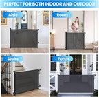 Retractable Safety Baby Gate or Mesh Dog Gate,Durable Portable Mesh Retractable Gate,Easy to Use for Stairs, Doorways, Hallways, Indoor, Outdoor, 33.5" Tall, Up to 55" Wide, Black