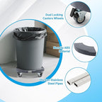 Trash Can Dolly Wheels, Adjustable 15-19 Inch Round Roller with Locking Wheels 440 LBS Heavy Duty Drum Cart Multi Function Rolling Dollies Stand Plant Caddy(2 Packs, Grey)