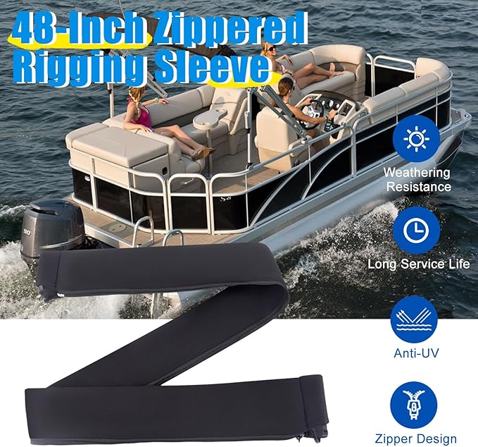 2PCS 48-Inch Zippered Rigging Sleeve Trolling Motor Sleeve Management Sleeve for Cover Wire and Extension Cords, Organized Cable Management