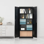 Metal Storage Cabinet, 72 Inch Tall Metal Storage Cabinet with Doors and Shelves, Pantry Cabinets for Kitchen Storage, Garage Cabinet for Living, Dining Room, Assemble Required.