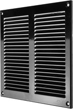 Repa Market 8x8 Inch Air Vent Cover/Black Galvanized Steel Louvered Grill Cover with Mesh Screen/Wall or Ceiling Vent/Durable Flush Mount HVAC Register for Indoor and Outdoor Ventilation