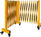23FT Industrial Expandable Barricade Folding Security Gate with Wheels,Retractable Driveway Gate with Aluminum Fence