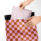 Poly Mailers 10x13 – 100 Pack – Cute Printed Recyclable Shipping Envelopes for Small Business Packaging, Self Sealing Mailing Bags – Checkerboard Pink and Rust Design