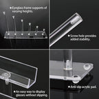 MOOCA 3 Pcs Set, Premium Acrylic Eyeglass Holder Stand, Sunglasses Orgaznizer, Sunglass Holder, Eyeglass Display, Eyewear Rack, Glass Display, 8 in H