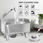 Stainless Steel Floor Mop Basin - Mounted Sink for Commercial Use (31.49'16.1'21.6')