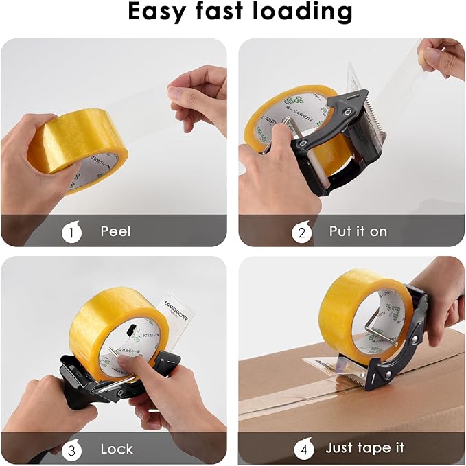 2 Pcs Rapid-Replace Packing Tape Dispenser Guns with Extra Blade, 2IN(50mm) Lightweight Ergonomic Industrial Handheld Heavy Duty Tape Cutter for Carton, Packaging and Box Sealing Pink