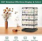 EsLuker.ly Rotating Earring Display Holder Stand for Vendors Events Selling, Large Capacity 64 Hooks Jewelry Rack with Wooden Base for Earring Card Sales, Enhances Retail Visibility