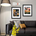 VCK 16x20 Picture Frame Set of 2 Display Pictures 11x14 with Mat or 16x20 Without Mat, Wall Gallery Poster Frames,Horizontal and Vertical Formats Black