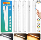 160LEDs Touch-Control Under Cabinet Lighting w/4000mAh Battery, Cordless Motion Sensor Under Counter Lights for Kitchen, Magnetic Rechargeable Closet Lights - 5Pack/White, 2025 Fall