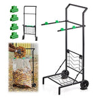 Foldable Leaf Bag Holder, Mobile Trash Bag Holder Stand with Removable Arms and Dual Fixing Design, Adjustable 30-45 Gallon Portable Lawn Bag Cart for Yard Cleanup, Gardening, Leaves, Camping, Parties