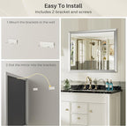 40x38 Inch Brushed Nickel Bathroom Mirror for Wall, Thick Metal Framed Rectangle Mirrors for Over Sink, Bedroom, Living Room, Entryway, Anti-Rust, HD Tempered Glass