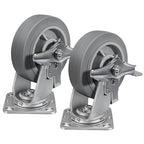 6'' × 2'' Caster Wheels, Heavy Duty Industrial Casters, Rubber Wheels with Roller Bearing, Load 900lbs per Swivel Caster for Cart Dolly Toolbox Trolley (2 Brake)