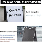 OrangeStar A-Frame Sidewalk Sign 24 x 36 Inch Folding Double Sided Sandwich Board Plastic Outdoor Advertising Signboard for Restaurant, Business, Events, Grey (Frame only)