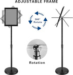 8.5x11 Inch Adjustable Sign Holder Poster Stand, Heavy Duty Floor Sign Stand with Aluminum Snap Open Frame for Vertical and Horizontal Sign Displayed(Black)