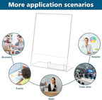 Remerry 12 Pcs Acrylic Sign Holder with Business Card Holder Slanted Paper Stand Clear Brochure Display Stand Heavy Duty Plastic Signs for Office Table Advertisement Flyer (8.5 x 11 Inch)