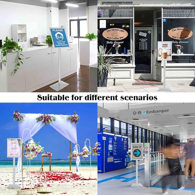 Sign Stand for Display, 11lbs Integrated Rod Heavy Duty Pedestal Floor Signage Stand Holder, for Outdoor or Indoor Advertising (11 x 17, Silver, 3Pack)