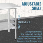 Hally Stainless Steel Table for Prep & Work 24 x 36 Inches, NSF Commercial Heavy Duty Table with Undershelf and Galvanized Legs for Restaurant, Home and Hotel