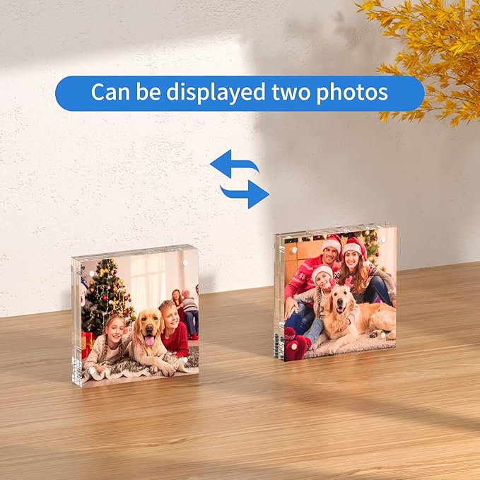 NIUBEE 4x4 Acrylic Frames 3 Pack, Double Sided Clear Picture Print Display Holder