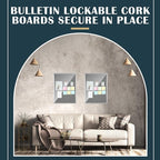 Suzile 1 Pcs Gray Enclosed Bulletin Board Lockable Cork Case Notice Board Aluminum Framed Waterproof Locking Cabinet with Mounting Screws for School Class Office Wall Display Pictures 48x36 Inch