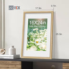 VCK 16x24 Poster Frame 5 Pack - Natural Oak, High-End Wood Picture Frames with Polished Plexiglass, Display 12x18 Photo with Mat or 16x24 without Mat, Art Gallery-Quality, Wall Hanging, Natural Oak