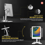 Dual Kiosk Stand – CTA Dual Security Kiosk Stand with Locking Case and Cable for iPad 11th Gen A16 11” - 10th Gen 10.9” - 11” Pro - Air 4 & 5 Gen - White (PAD-ASK109W)