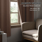 KGORGE Blackout Curtains for Bedroom, Privacy Light Blocking Thermal Insulation Noise Reducing Drapes for Living Room Bedroom, Back Tab Rod Pocket, W52 x L54 inches, Mocha, 2 Panels