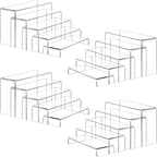 Fixwal 20pcs Large Acrylic Risers 4 Set Acrylic Display Stand Perfume Organizer Stands Clear Rectangular Dessert Table Display Set, Display Shelf for Show Cupcake, Figures, Jewelry, Toys
