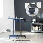 VIVO Mobile Height Adjustable Table, Stand Up Desk Cart with Sliding Keyboard Tray, Computer Workstation, Rolling Presentation Cart, Black, CART-V06A