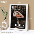 VCK Poster Frames 12x18 White Set of 5,Solid Wood Picture Frames for Wall Mounting Hanging Art and Puzzle Frame