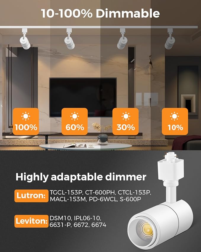 VANoopee 3-Color Zoomable 6 Light LED Track Lighting Kit with 6.6FT H Type Track Lighting Rail, LED Track Light Heads Dimmable Modern Kitchen Track Lighting Fixtures Ceiling Spotlight 10W 1000lm White