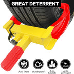 KAYCENTOP Wheel Clamp Lock Tire Lock Anti Theft Lock Fit Most Vehicles Max 11" Tire Width and 7" Reach for Trailers SUV Boats ATVs Motorcycles Golf Cart Great Deterrent Bright Yellow/Red, 3 Keys