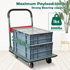 LEADALLWAY Foldable Push Cart Platform Cart (Green 330lbs, 28.7x18.5x32.3inches)