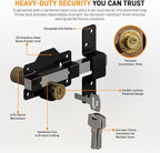 GateMate 2 ¾”(70mm) Double Locking Long Throw Gate Lock 5 Keys Included, Stainless Steel, High Durability, Ideal for Gates and Doors, Corrosion-Resistant.