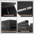 5 Drawer File Cabinet with Wheels,Metal Mobile Filing Cabinets with Lock,Black Vertical File Cabinet for Home Office,Heavy Duty Storage Cabinet for A4/Letter/Legal Size File,Assembly Required