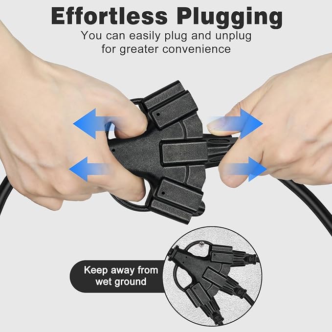 2FT 2 Pack 12 Gauge 3 Outlet Outdoor Extension Cord 12/3 Heavy Duty SJTW Power Cord 3 Way Waterproof Power Cable 3 Prong Grounded 12AWG 15Amp 1875W ETL Listed