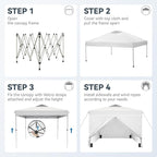 PHI VILLA 10x10 Pop Up Canopy Tent with Sidewalls - Easy Up Tent with Mesh Windows for Ventilation, Waterproof Design - Ideal for Parties, Beach, and Outdoor Events (White)