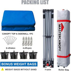 MASTERCANOPY Durable Pop-up Canopy Tent with 1 Sidewall (10'x10',Blue)