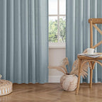 MIULEE Non-See-Through Privacy Linen Curtains 2 Panels, Light Filtering Window Curtains Farnhouse Textured Back Tab Semi Sheer Drapes for Bedroom Living Room, 52 x 72 Inches Long, Stone Blue