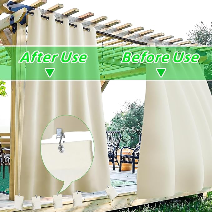 8 Pack Outdoor Curtain Weights, 15oz Outdoor Curtain Sandbag Weighted Bags Drapery Weights Bottom Patio Curtain Weights Bags Holder Clip for Pergola Drapes Cabana Gazebo Garden