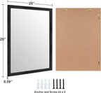Ruomeng Rectangular Wall Mirror 20" x 28" for Bathroom, Bedroom, Entryway, Living Room, Black