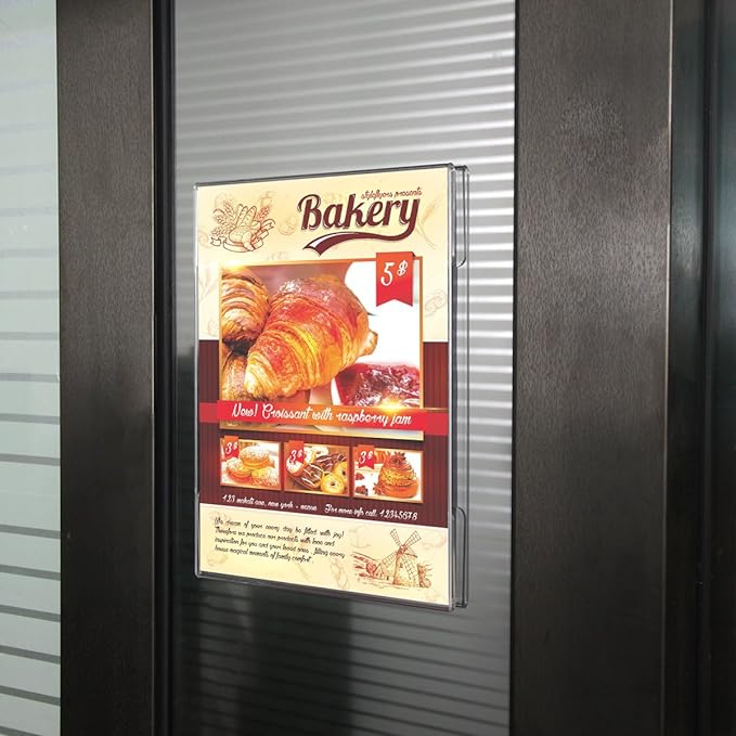 NIUBEE Acrylic Sign Holder 11 x 17 Horizontal Wall Mount Sign Holders Clear Acrylic Frame with Double Sided Tape Clear Poster Frames Plastic Sign Holder for Office, Home, Restaurant, Landscape, 6 Pack