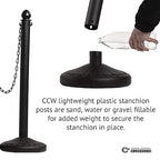 Montour Line Plastic Stanchion Black 2.5 Inch Diameter with 50 Foot Chain, 6-Pack, Crowd Control Barriers