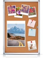 Enclosed Cork Bulletin Board Tamper-Proof Dispaly Case, Aluminium Frame, All-Weather Cork Noticeboard, Outdoor Enclosed Cork Board for School, Office, Restaurant, Hospital (36 X 24 Inches)