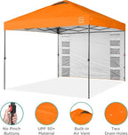 Best Choice Products 10x10ft Easy Pop Up Canopy w/Side Wall, 10 Pockets, Portable Carrying Case, 1-Button Setup, 4 Weight Bags - Orange